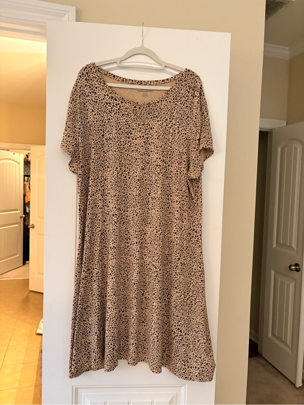Amazon Essentials Beige and Black Leopard Midi Dress